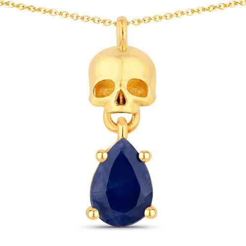 Sapphire-0.85 Carat Genuine Blue Sapphire .925 Sterling Silver Pendant