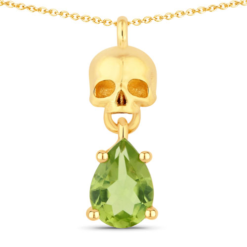 Peridot-0.75 Carat Genuine Peridot .925 Sterling Silver Pendant