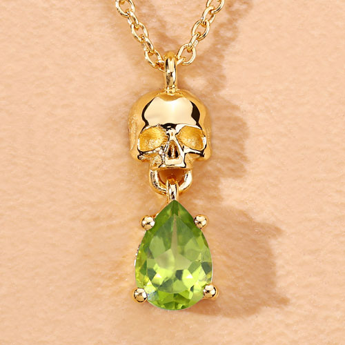 0.75 Carat Genuine Peridot .925 Sterling Silver Pendant