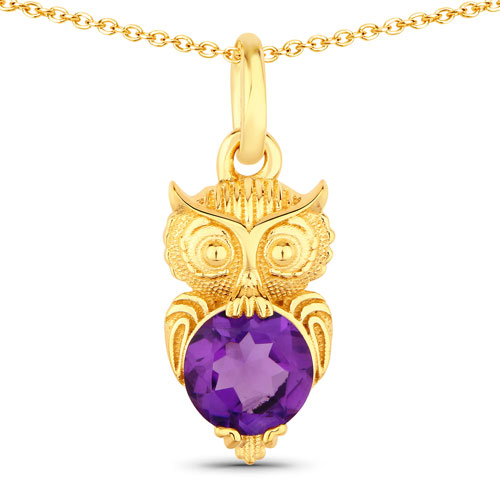 Amethyst-0.73 Carat Genuine Amethyst .925 Sterling Silver Pendant