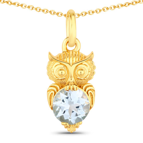 Pendants-1.05 Carat Genuine Blue Topaz .925 Sterling Silver Pendant