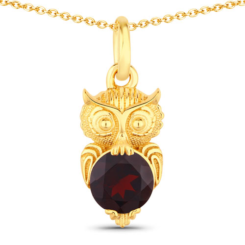 Garnet-1.00 Carat Genuine Garnet .925 Sterling Silver Pendant