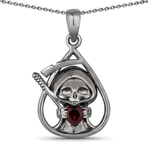 Garnet-0.32 Carat Genuine Garnet .925 Sterling Silver Pendant