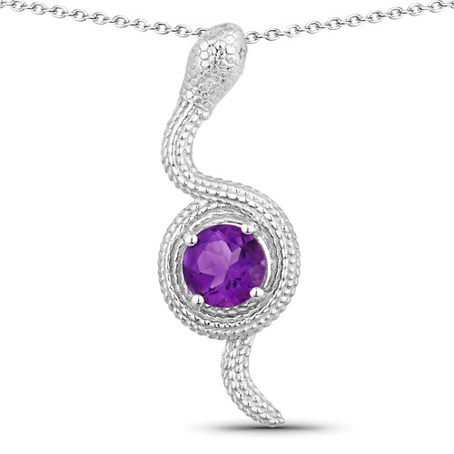 Amethyst-0.73 Carat Genuine Amethyst .925 Sterling Silver Pendant