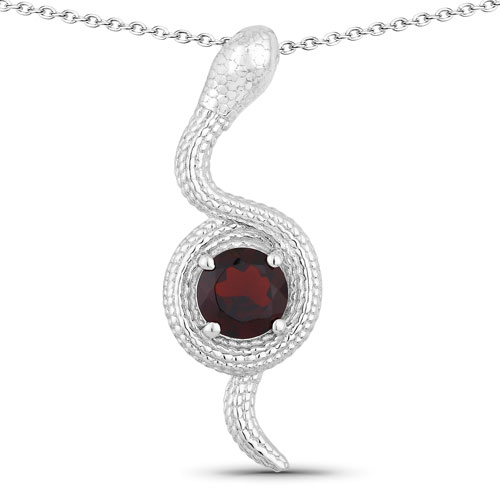 Garnet-1.00 Carat Genuine Garnet .925 Sterling Silver Pendant