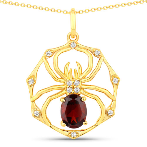 Garnet-1.43 Carat Genuine Garnet and White Topaz .925 Sterling Silver Pendant