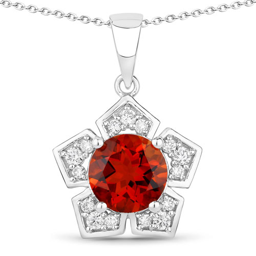 Citrine-2.53 Carat Genuine Madeira Citrine and Lab Grown Diamond .925 Sterling Silver Pendant