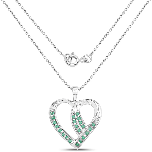 0.43 Carat Genuine Emerald .925 Sterling Silver Pendant