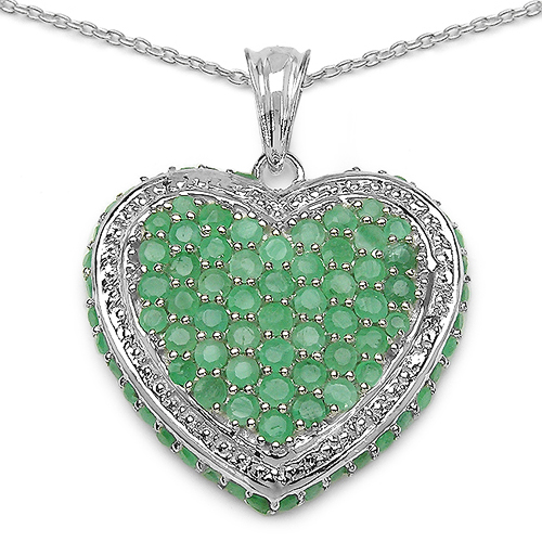 Emerald-3.89 Carat Genuine Emerald .925 Sterling Silver Pendant