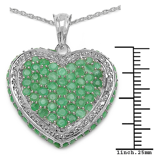 3.89 Carat Genuine Emerald .925 Sterling Silver Pendant