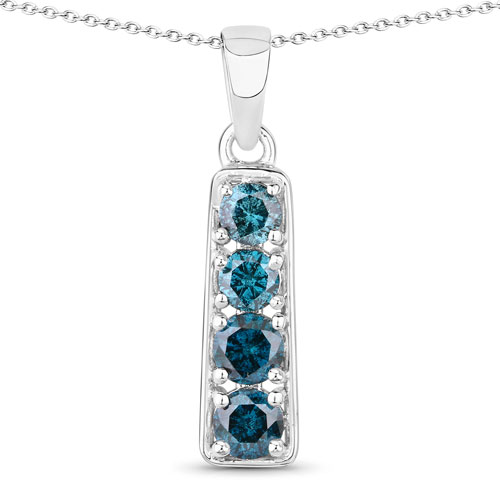 0.76 Carat Genuine Blue Diamond .925 Sterling Silver Pendant