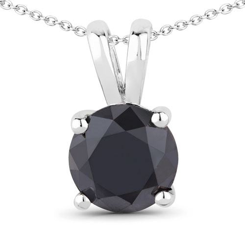 1.62 Carat Genuine Black Diamond .925 Sterling Silver Pendant