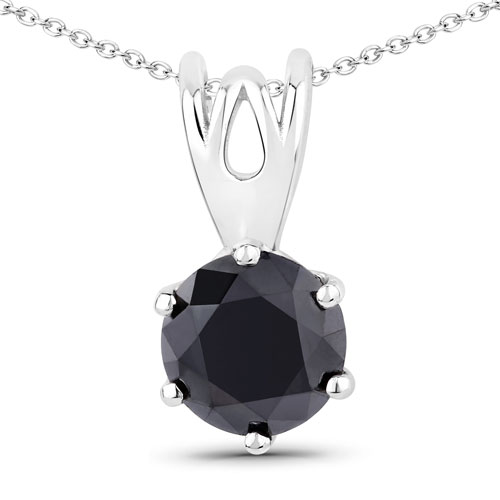 1.69 Carat Genuine Black Diamond .925 Sterling Silver Pendant