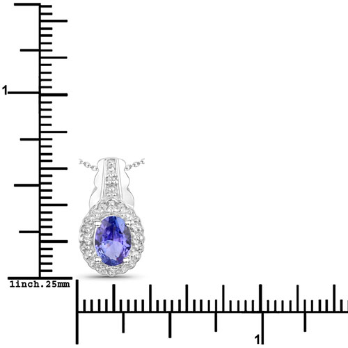 0.78 Carat Genuine Tanzanite and Created White Sapphire .925 Sterling Silver Pendant