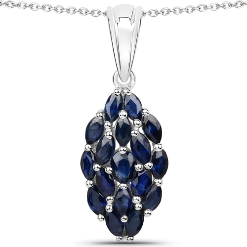 Sapphire-1.56 Carat Genuine Blue Sapphire .925 Sterling Silver Pendant
