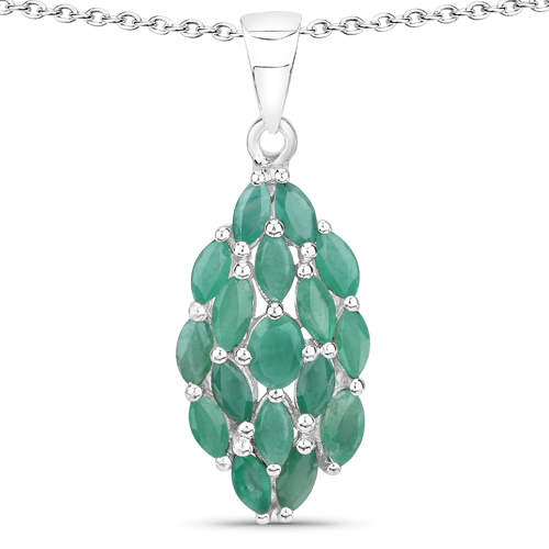 Emerald-1.26 Carat Genuine Emerald .925 Sterling Silver Pendant