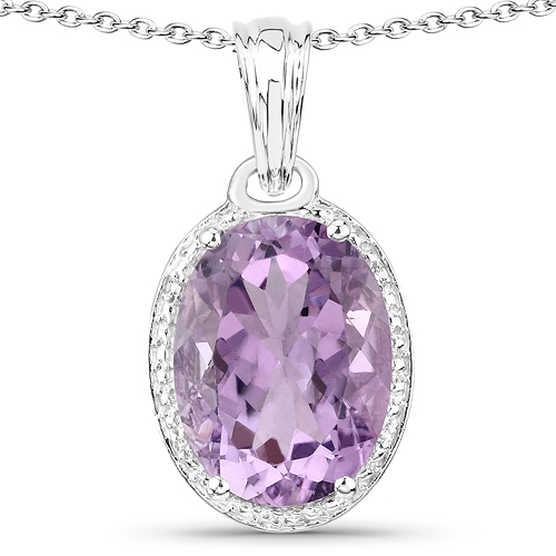 Amethyst-8.22 Carat Genuine Amethyst and White Topaz .925 Sterling Silver Pendant
