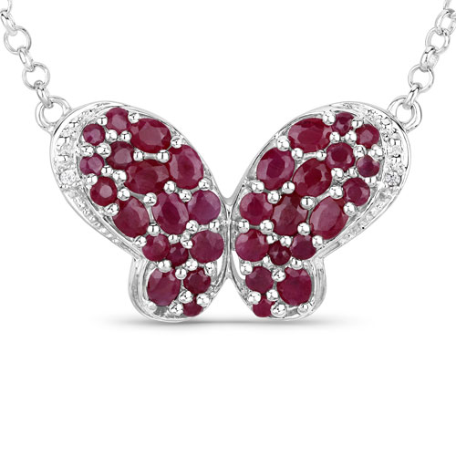 Ruby-4.15 Carat Genuine Ruby and White Zircon .925 Sterling Silver Pendant