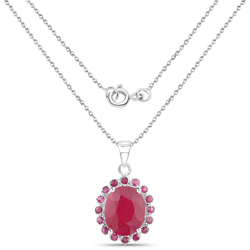 5.65 Carat Glass Filled Ruby and Ruby .925 Sterling Silver Pendant