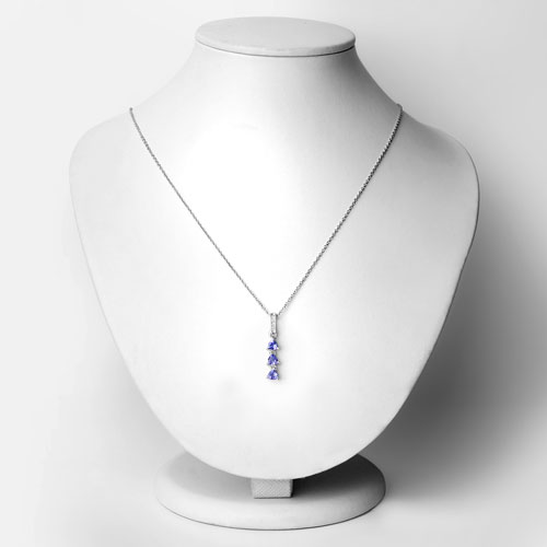 0.71 Carat Genuine Tanzanite and Created White Sapphire .925 Sterling Silver Pendant