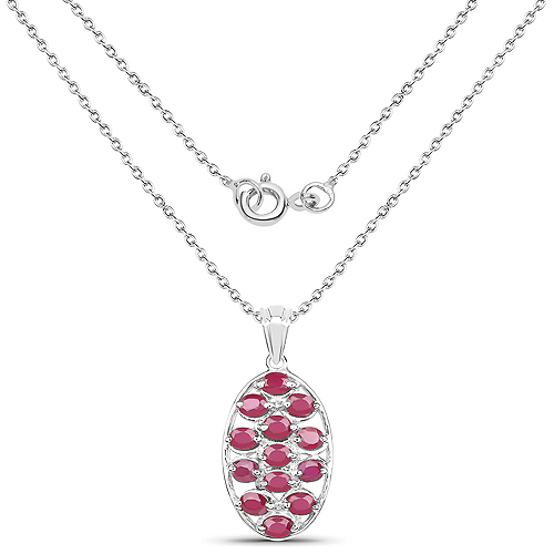 2.86 Carat Glass Filled Ruby .925 Sterling Silver Pendant