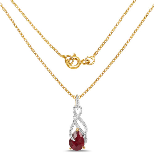 14K Yellow Gold Plated 7.48 Carat Dyed Ruby .925 Sterling Silver Pendant
