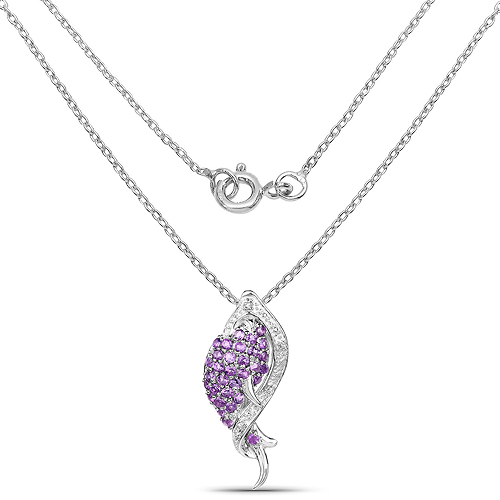 0.70 Carat Genuine Amethyst and White Topaz .925 Sterling Silver Pendant