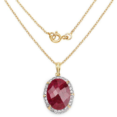 14K Yellow Gold Plated 22.47 Carat Dyed Ruby and White Topaz .925 Sterling Silver Pendant
