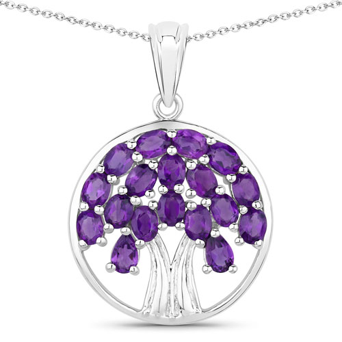 Amethyst-2.94 Carat Genuine Amethyst .925 Sterling Silver Pendant