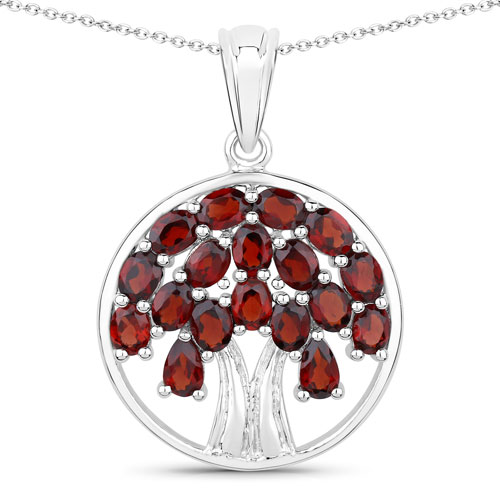 Garnet-3.70 Carat Genuine Garnet .925 Sterling Silver Pendant