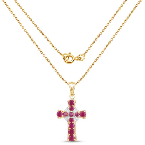 14K Yellow Gold Plated 2.67 Carat Genuine Glass Filled Ruby Brass Pendant
