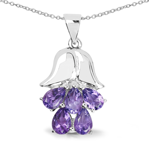 Amethyst-1.85 Carat Genuine Amethyst .925 Sterling Silver Pendant