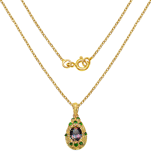 14K Gold Plated 3.75 ct. t.w. Mydtic Topaz and Chrome-Diopside Pendant in Sterling Silver