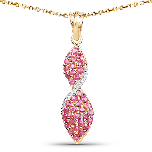 Ruby-14K Yellow Gold Plated 1.74 Carat Genuine Ruby .925 Sterling Silver Pendant