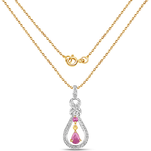 14K Yellow Gold Plated 0.48 Carat Genuine Ruby .925 Sterling Silver Pendant