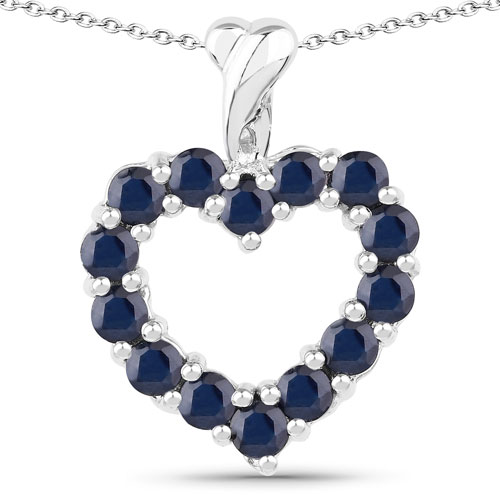 Sapphire-0.84 Carat Genuine Blue Sapphire .925 Sterling Silver Pendant