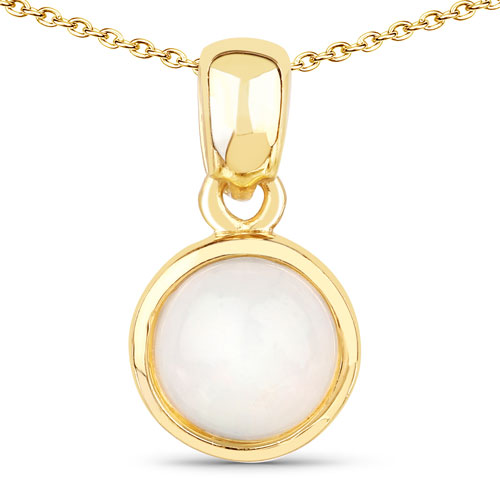 Opal-14K Yellow Gold Plated 0.85 Carat Genuine Ethiopian Opal .925 Sterling Silver Pendant