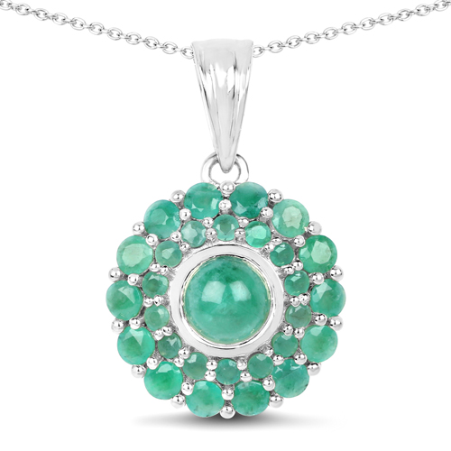 Emerald-2.19 Carat Genuine Emerald .925 Sterling Silver Pendant