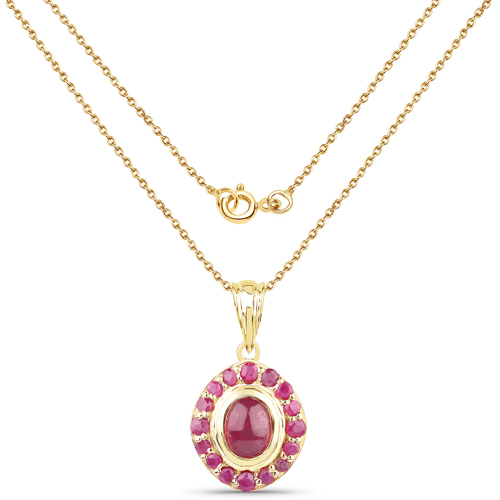 2.80 Carat Glass Filled Ruby and Ruby 14K Yellow Gold Pendant