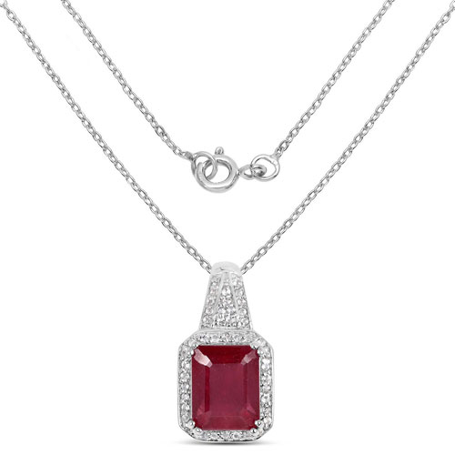 4.47 Carat Glass Filled Ruby and White Topaz .925 Sterling Silver Pendant