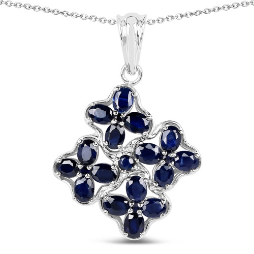 Sapphire-3.68 Carat Genuine Blue Sapphire .925 Sterling Silver Pendant