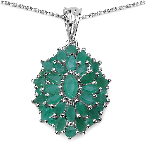 Emerald-2.36 Carat Genuine Emerald .925 Sterling Silver Pendant