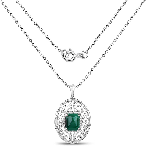 5.68 Carat Genuine Emerald .925 Sterling Silver Pendant