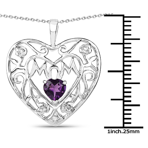 0.50 Carat Genuine Amethyst and White Topaz .925 Sterling Silver Pendant