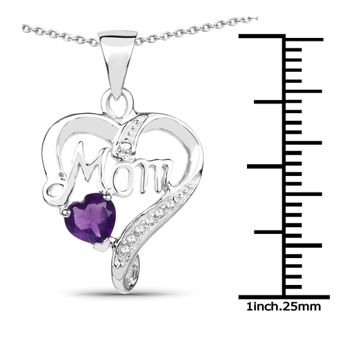 0.47 Carat Genuine Amethyst and White Topaz .925 Sterling Silver Pendant