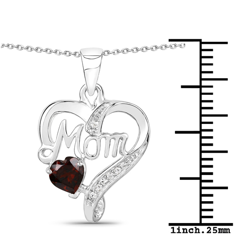 0.54 Carat Genuine Garnet and White Topaz .925 Sterling Silver Pendant