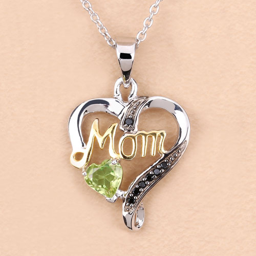 0.49 Carat Genuine Peridot and Black Spinel .925 Sterling Silver Pendant