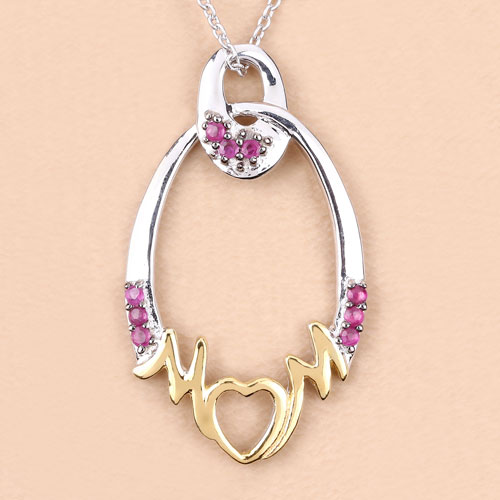 0.18 Carat Genuine Ruby .925 Sterling Silver Pendant