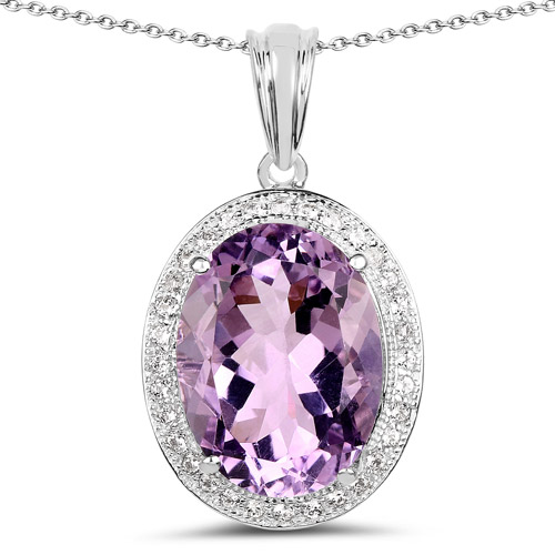 Amethyst-8.36 Carat Genuine Amethyst and White Topaz .925 Sterling Silver Pendant