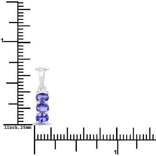 0.84 Carat Genuine Tanzanite and Created White Sapphire .925 Sterling Silver Pendant